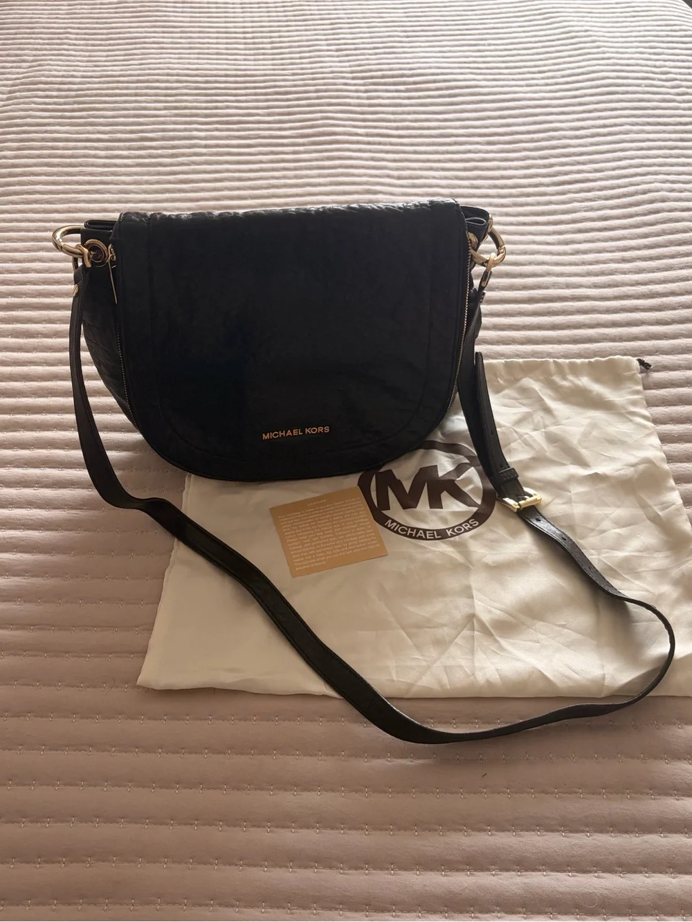 Michael Kors Stanthrope Lamb Leather convertible saddle bag